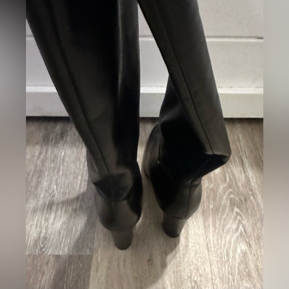 BALLY Black Leather Heeled Knee High Boots Equestrian Logo are a size 10. - Picture 5 of 11